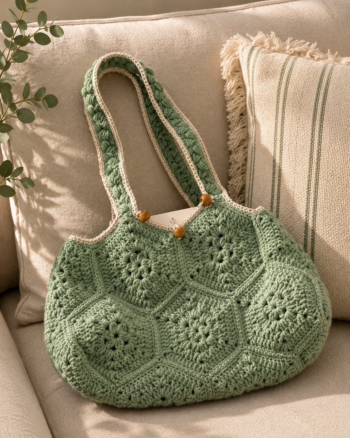 Caterpillar Green Crochet Bag