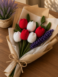 Crochet Tulip & Lavender Bouquet