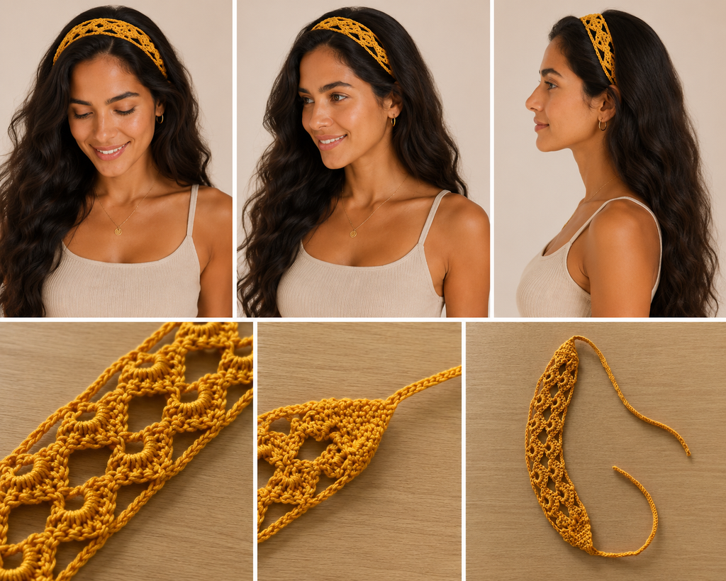 Mustard Ivory Pink Headbands- Pack of 3