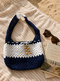 Ocean Blue & White Sand Crochet Bag