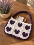 Purple Heart Crochet Shoulder Bag