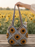 Sunflower Meadow Crochet Tote Bag