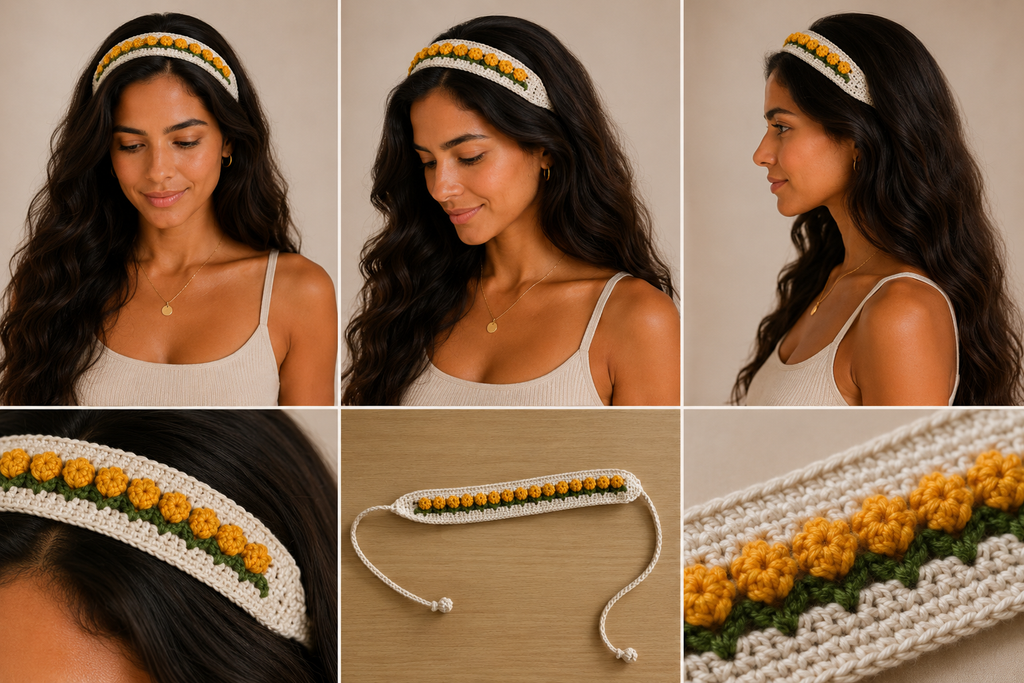 Mustard Ivory Pink Headbands- Pack of 3